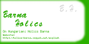 barna holics business card